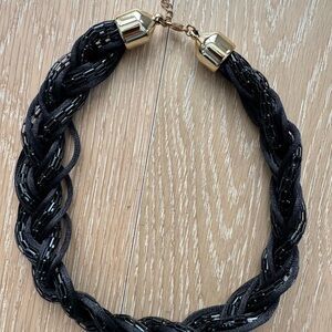 Elegant Black and Gold Braided Necklace
